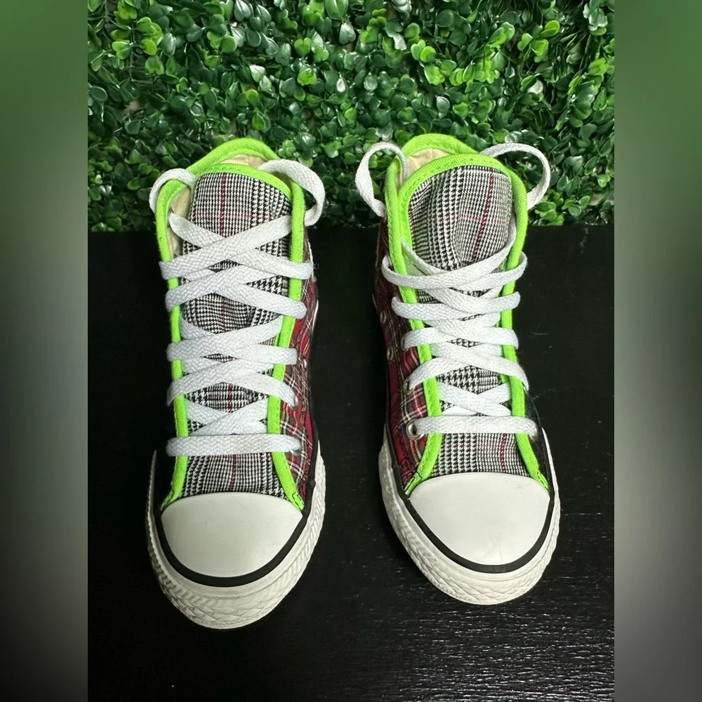 Converse Chuck Taylor All Star Hi Peace On Earth In Plaid Sneakers Size 12 boys